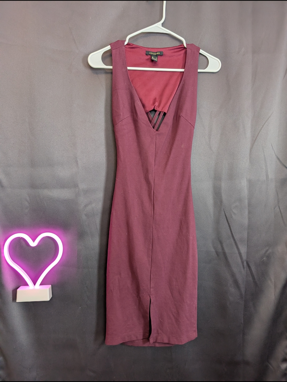 Revamped Plum Sleeveless Back Cutout Bodycon Strappy Tight V-Neck Mini Dress